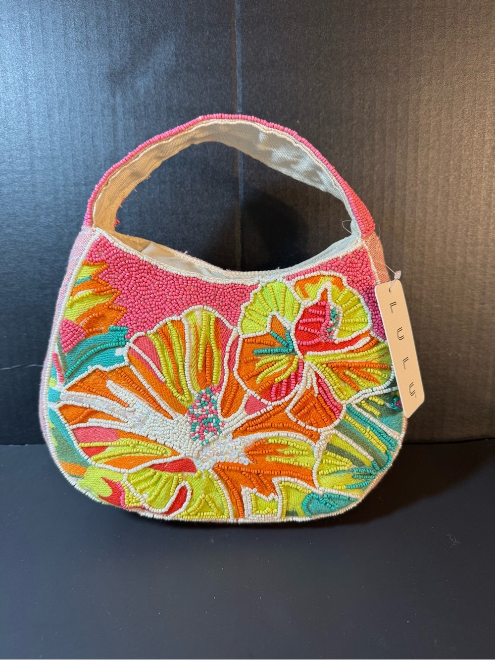 Lulu Tropical Flowers Beaded Handbag